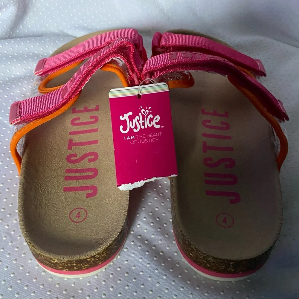 Justice Shoes Sandale Girl‎ Size 4 Pink Open Toe Slip On/Off New